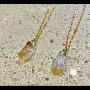 Gold plated raw citrine crystal necklace